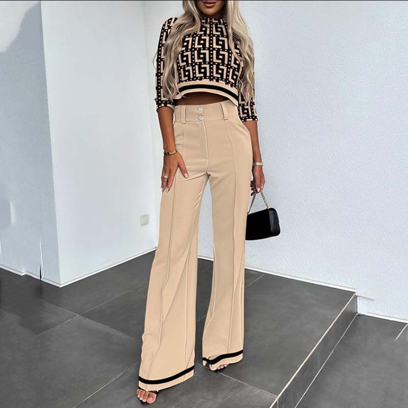 Conjunto Elegante de Crop Top y Pantalón Palazzo para Mujer