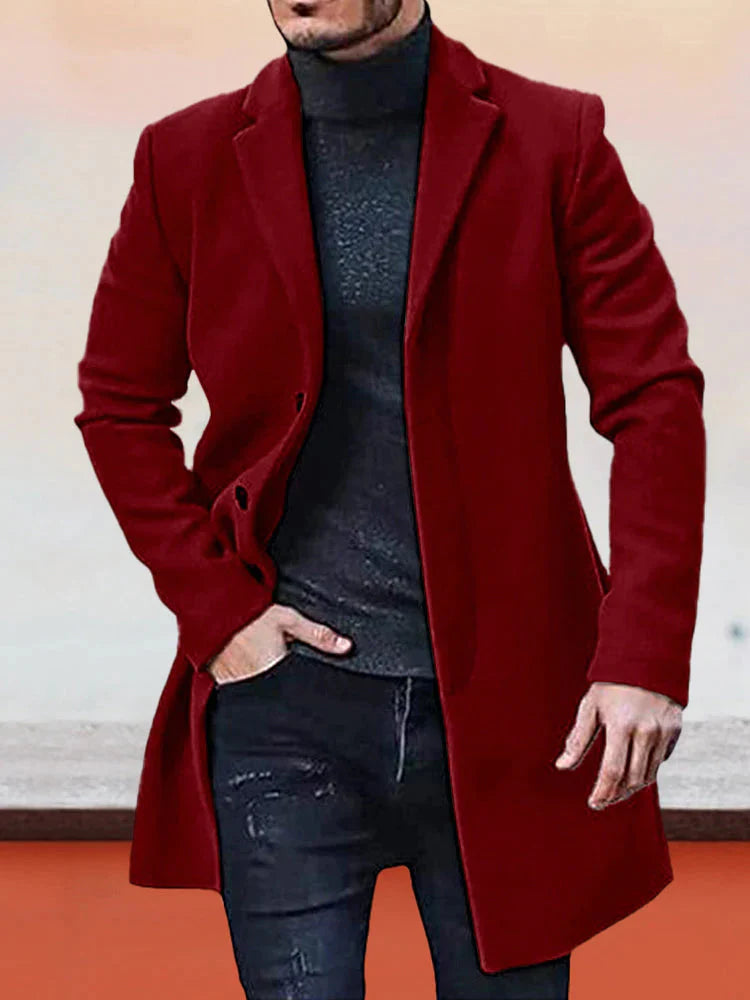 Chaqueta de color liso con hebilla de una hilera para hombre