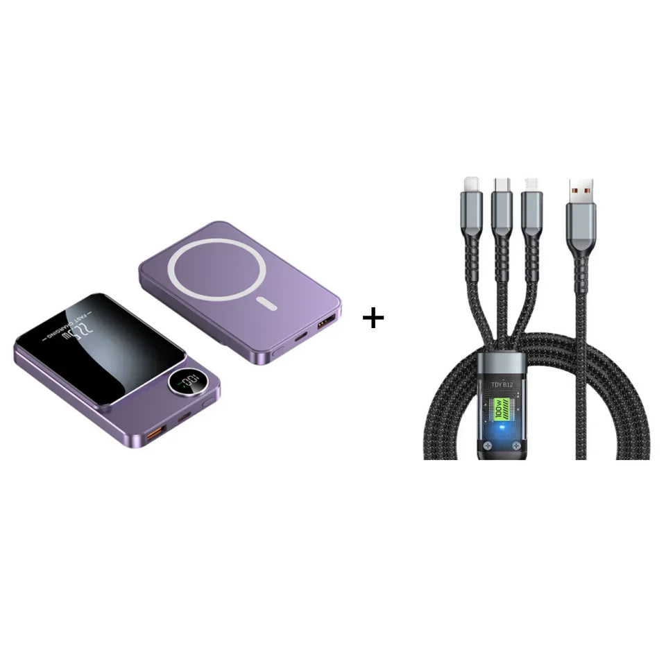 🔋✨Cargador Magnético Profesional para Viajeros y Profesionales 🧲 | Cable 22,5W e Inalámbrico 15W | 10.000 mAh | Envío Rápido💥