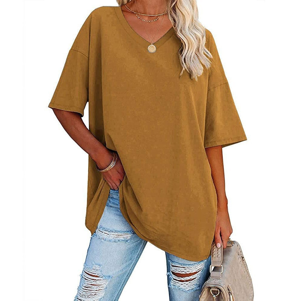 ๐ LIMITED-TIME 50% OFF! ๐ฅ Women's Casual Loose V-Neck T-Shirt โ Soft, Breathable, Flowy Hem โจ