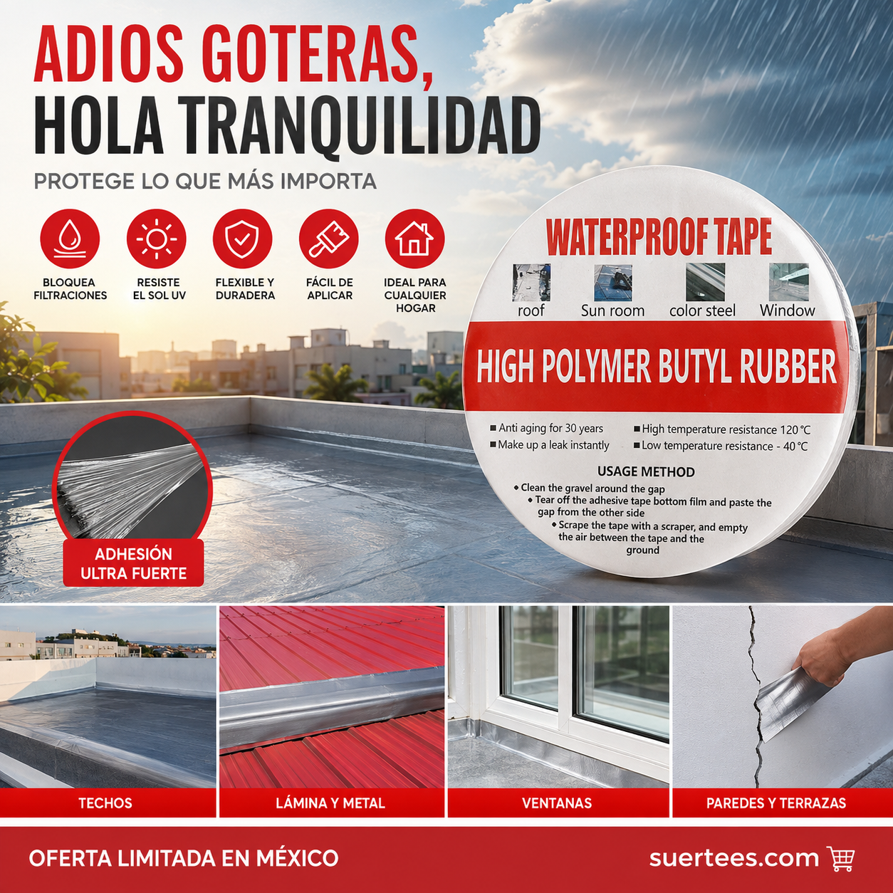 Cinta Impermeable de Papel de Aluminio de Alta Resistencia