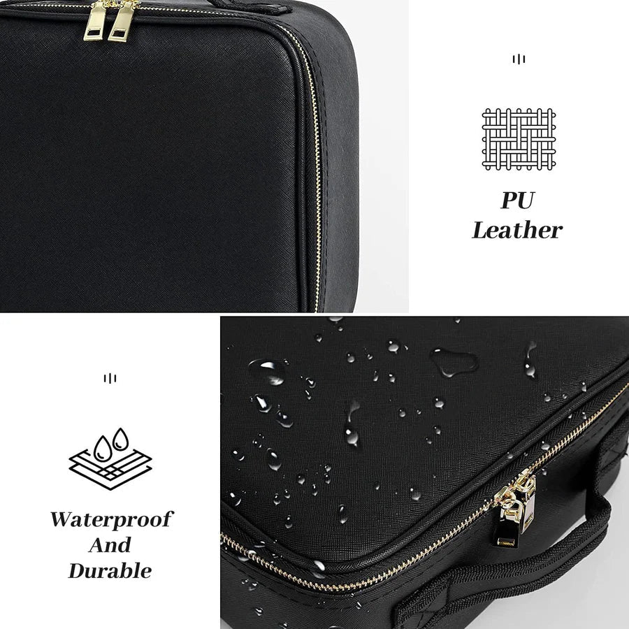 Bolsa organizadora de maquillaje de viaje con espejo LED luminoso