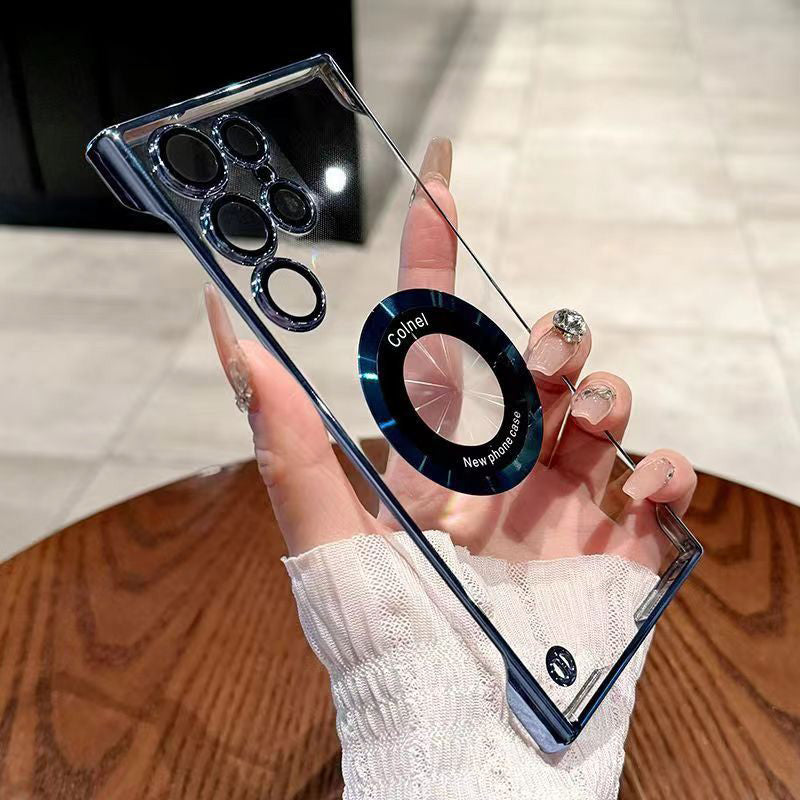 Funda de teléfono transparente ultrafina con anillo magnético para Samsung