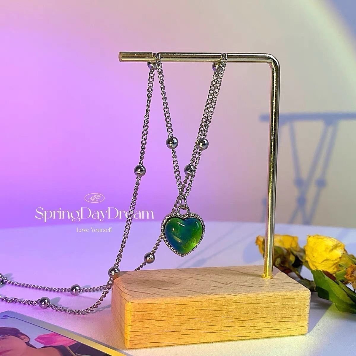 🔥¡COMPRA 1 Y LLÉVATE 1 GRATIS!🎁🔮Pulsera y Collar de Corazón Termosensible que Cambia de Color