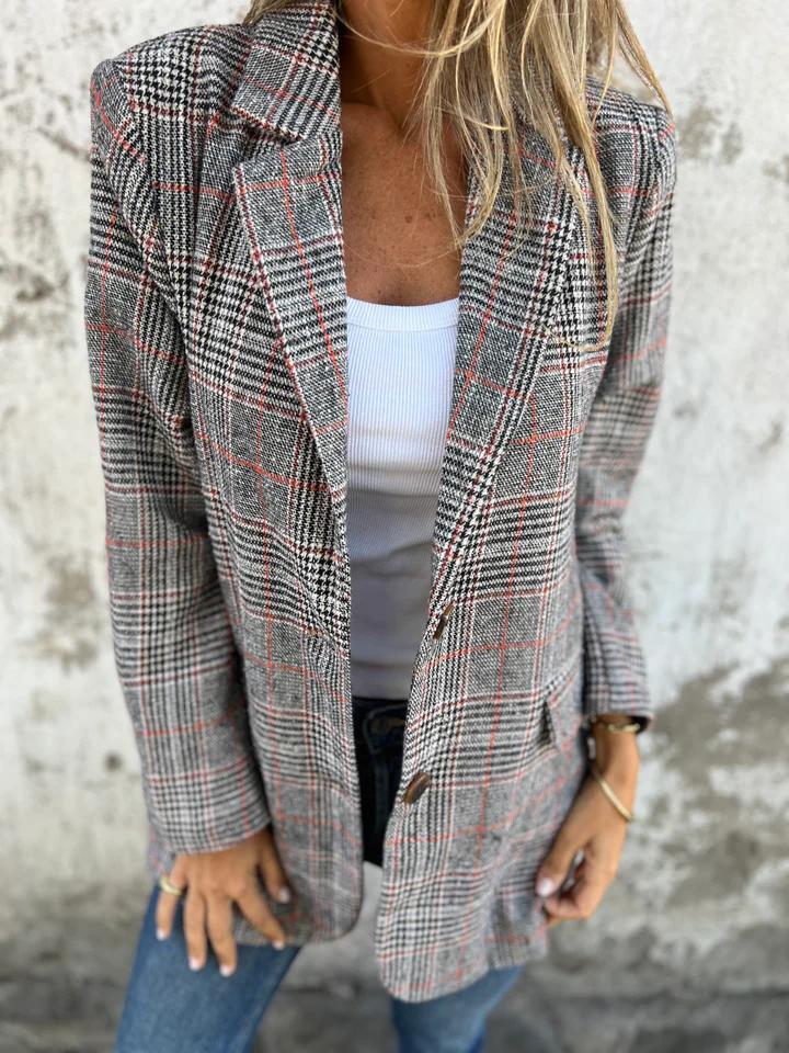 🍂Traje pequeño de cuadros de cuadros con cuello de solapa de otoño para ✈️mujer COMPRA 2 ENVÍOS✈️ GRATIS