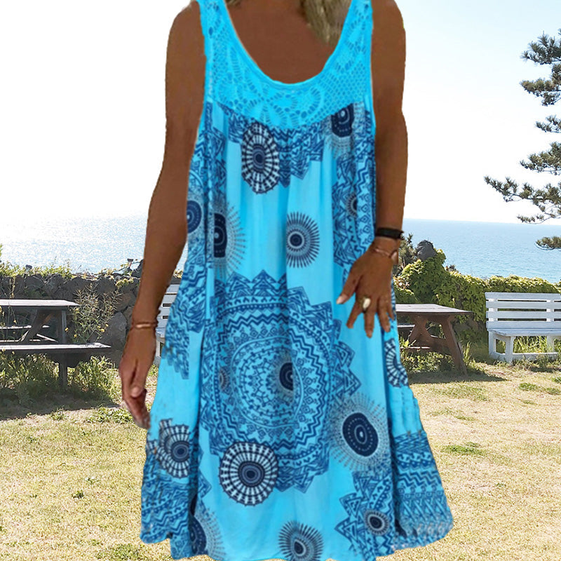 đ„Robe sans manches Ă col rond imprimĂ©e pour femmes
