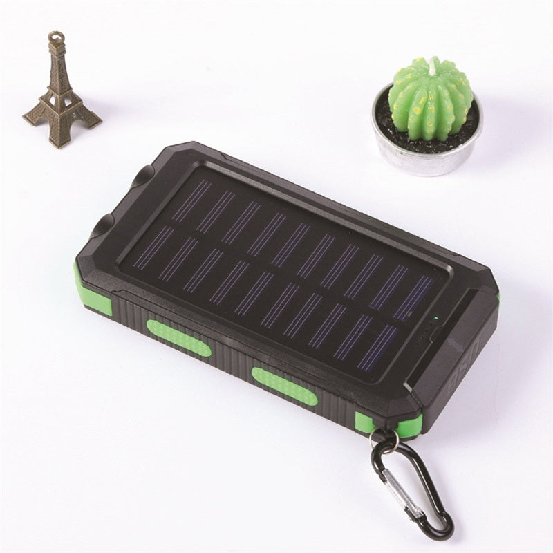 🔥Batería externa portátil de 10 000 mAh con energía solar, cargador solar con dos linternas LED, batería externa para viajes y acampadas.