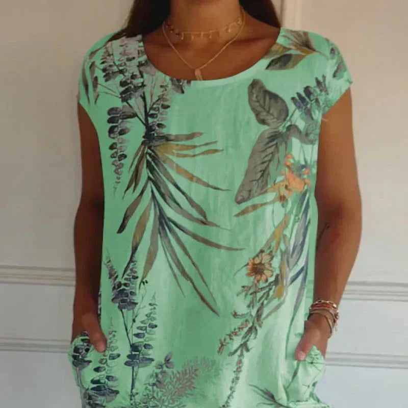 💎 ¡50% DE DESCUENTO! 💎 Vestido Estampado de Manga Corta para Mujer – Ligero, Favorecedor y Perfecto para el Día a Día 🌸