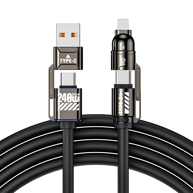 🔥🔋 Cable Multifunción PD 240W – Carga tu iPhone, Android, Tablet y Portátil con un Solo Cable, Adiós a los Enredos ✅🧵