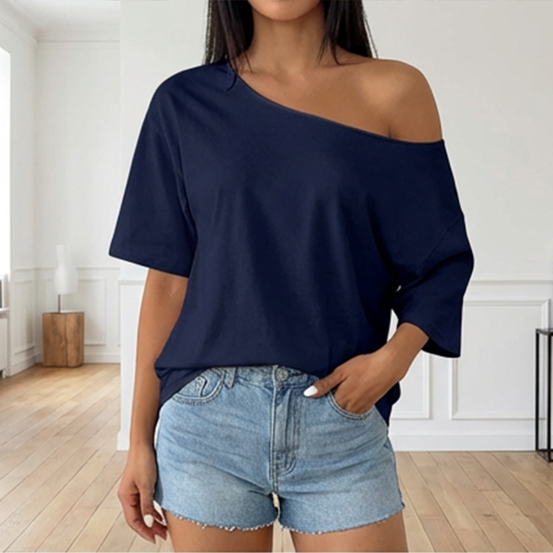 ๐ LIMITED-TIME 50% OFF! โจ Women's Off-Shoulder T-Shirt โ Casual, Cotton, Drop Shoulder, Relaxe