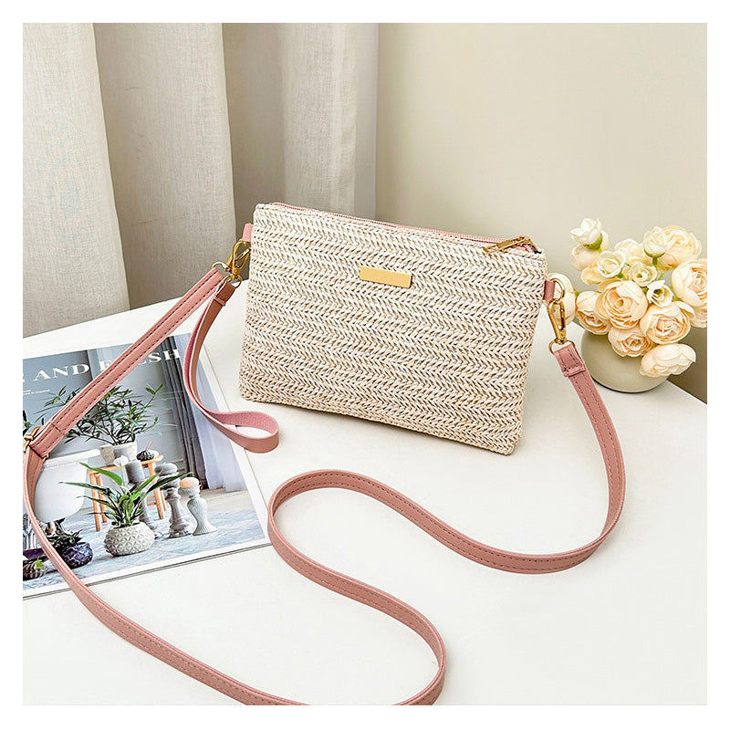 📢📢 ¡50% DE DESCUENTO! ⏰ 👜 Bolso de Hombro y Clutch de Paja Tejida para Mujer