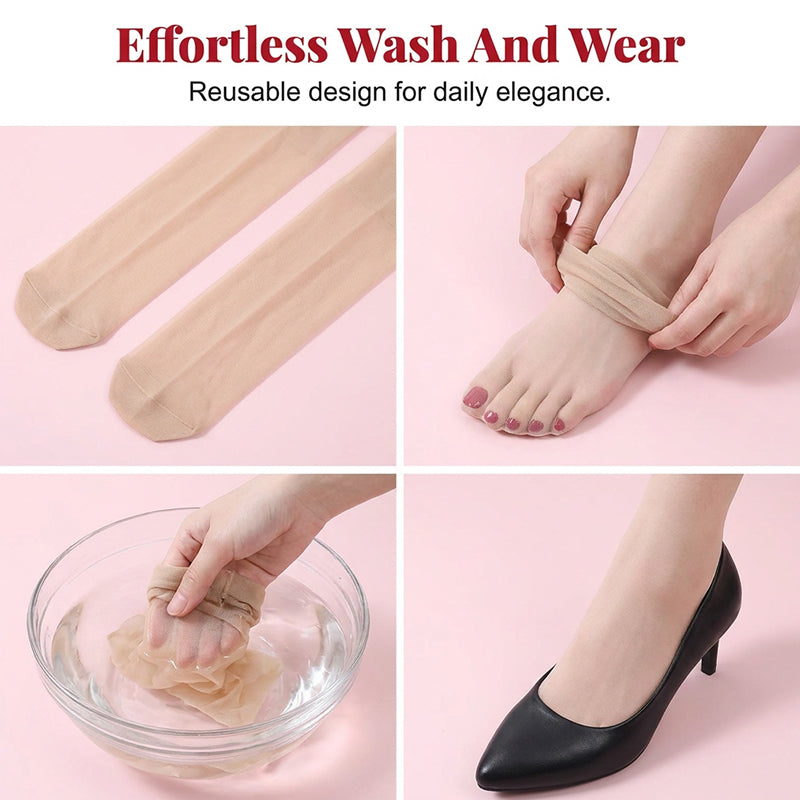 📢📢¡Compra 2 lleva 3 gratis!! ⏰ Medias Transparentes con Uñas Artificiales para Pedicura Instantánea