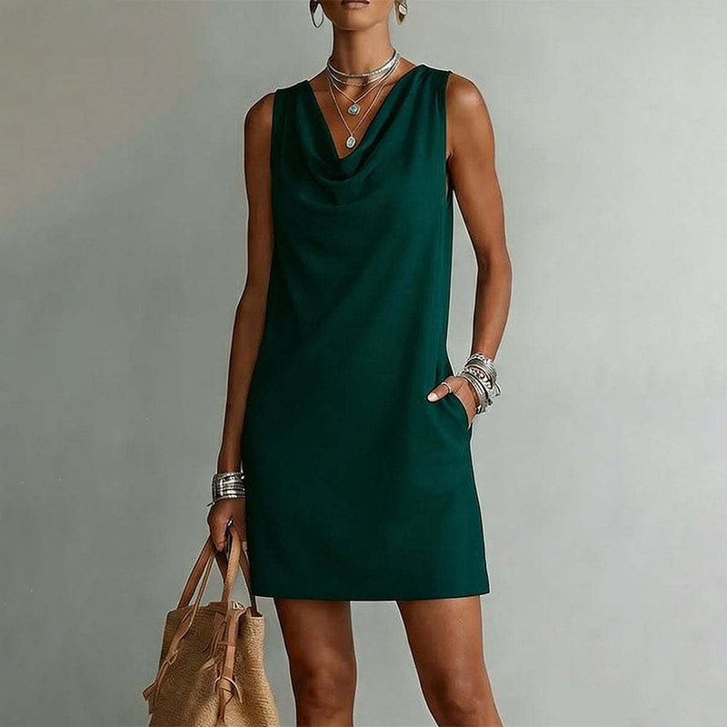 Vestido de cuello de vaca elegante de ajuste delgado