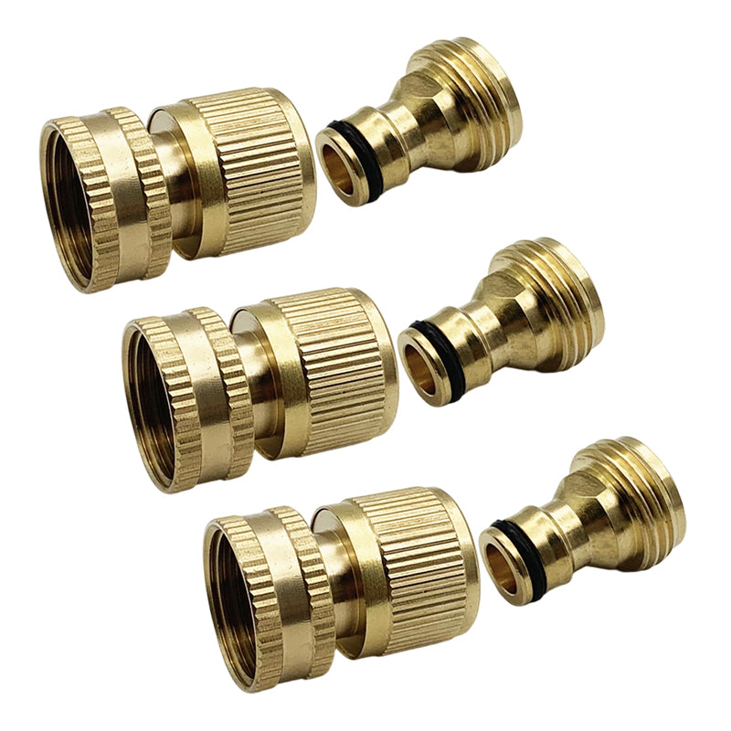 Juego de Conectores Rápidos de Latón Macizo 3/4" para Manguera de Jardín