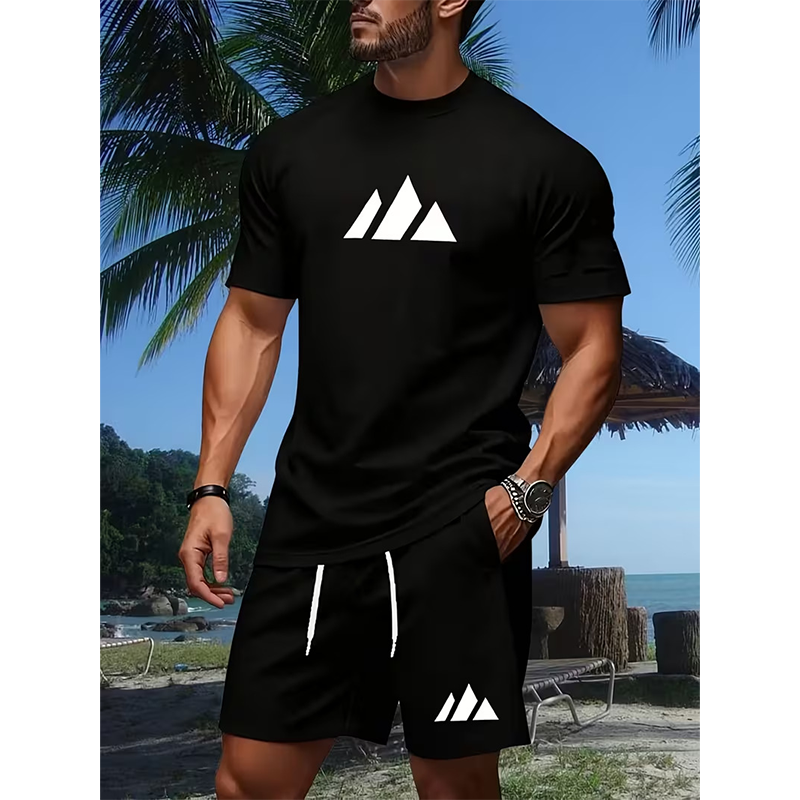 ๐ LIMITED-TIME 50% OFF! โจ Men's Short Sleeve T-Shirt & Drawstring Shorts Set โ Geometric Print, Breathable, Versatile ๐ฅ