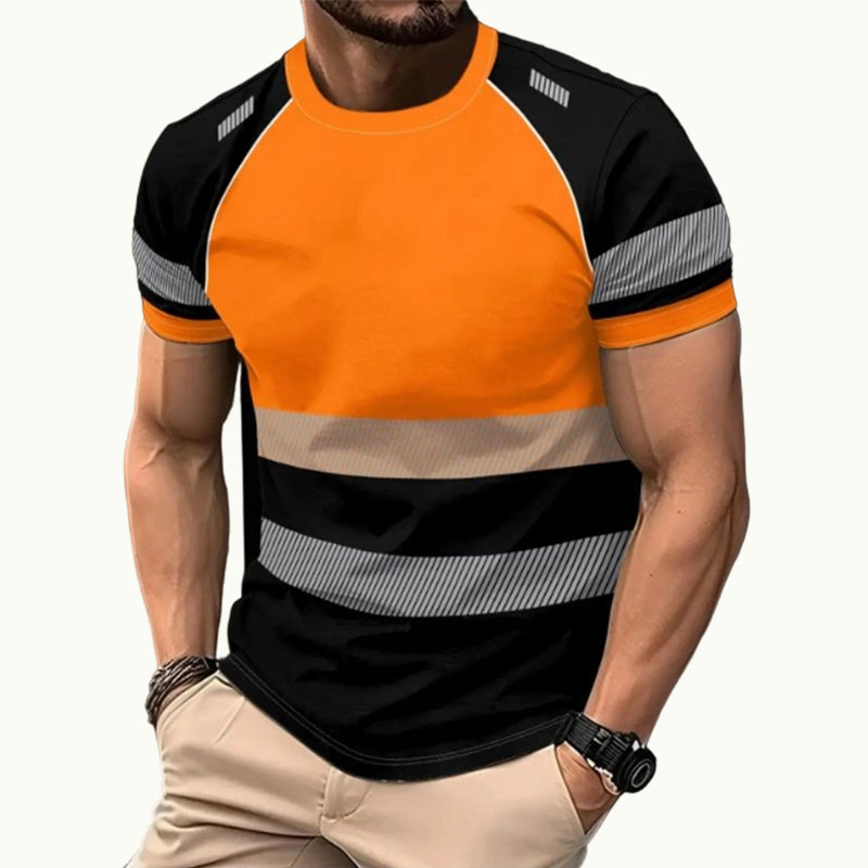⏰¡Oferta de Verano 50% OFF!!👕 Playera Deportiva de Bloques de Color Fluorescente para Hombre – Alta Visibilidad, Transpirable, Para Correr y Entrenar ✨