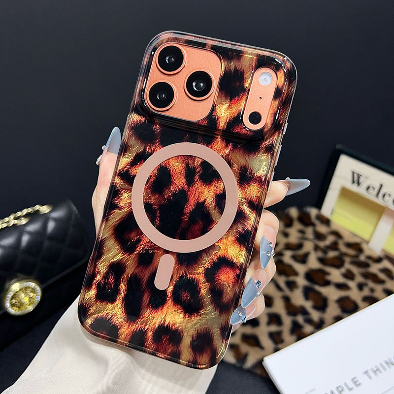 Funda para iPhone con Estampado de Leopardo Magnética