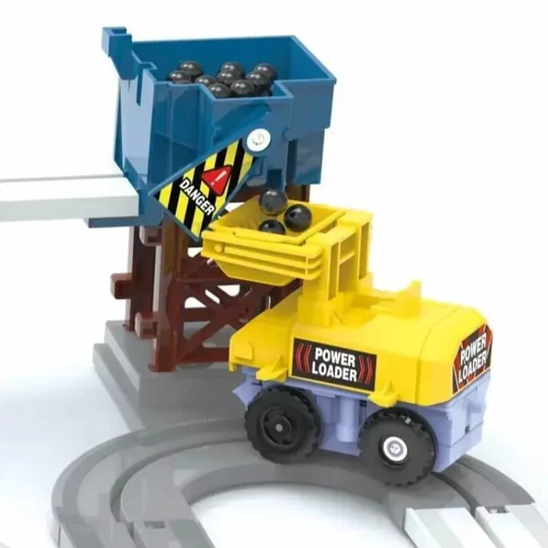 Set de tren y rieles interactivos para aventuras en una mina eléctrica