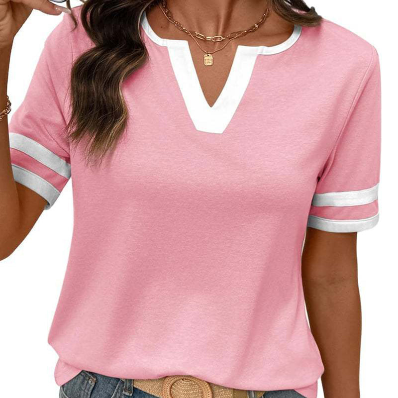 🎁2026 New Arrivals 55% OFF💥Women's Short Sleeve Color Block Tee