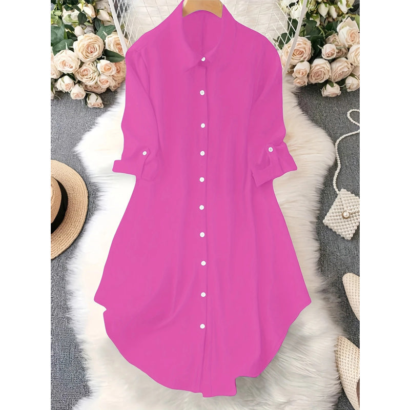 🎉 ¡50% DE DESCUENTO! 👚 Blusa Asimétrica con Botones Viral – Tejido Fluido, Perfecta para Capas ✨