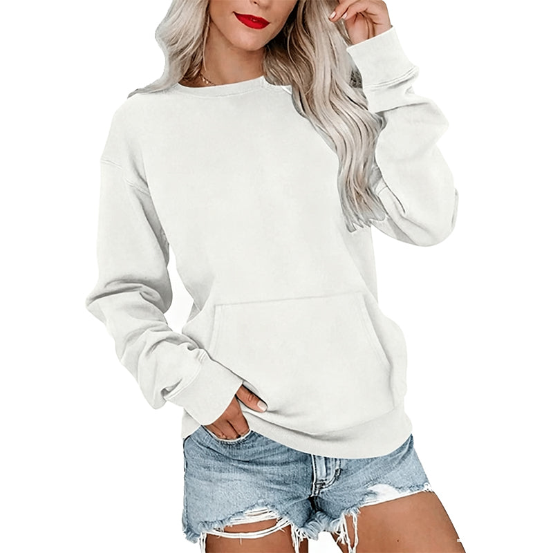 Sudadera Casual Holgada con Cuello Redondo para Mujer