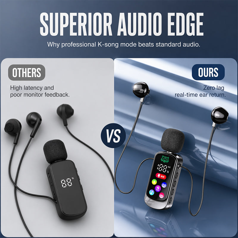 Auriculares Bluetooth Karaoke con Clip de Solapa Seguro