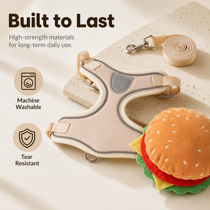 ⏳50% Off⏰Cute Hamburger Pet Harness and Leash Set with Mini Backpack🍔🦮