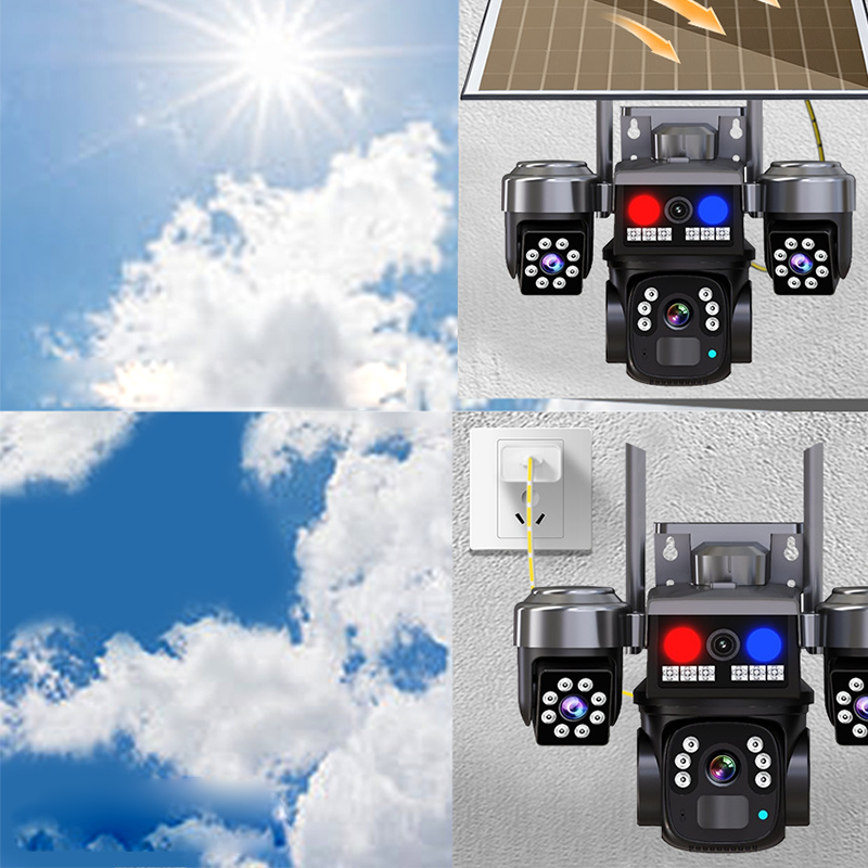 🔋 ¡50% DESCUENTO – Cámara de Vigilancia Solar Inalámbrica – 3 Objetivos, 3 Imágenes Simultáneas, Visión Nocturna, IP66 – Perfecta para Casa y Jardín ☀️