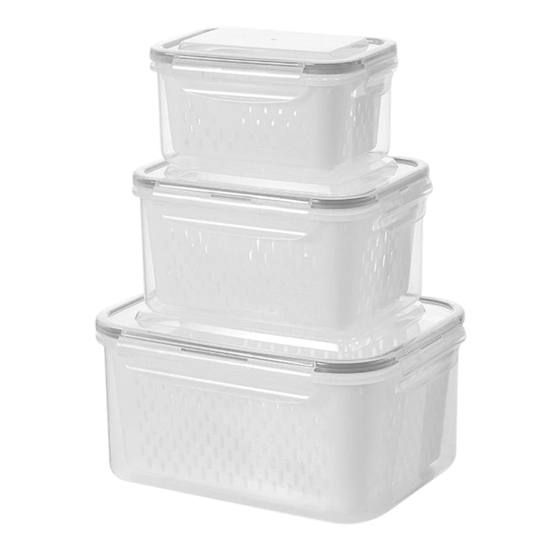 ⏳🔥LIMITED-TIME 50% OFF! ⏰3-Piece Fruit Drain Basket and Storage Container Set with Lids