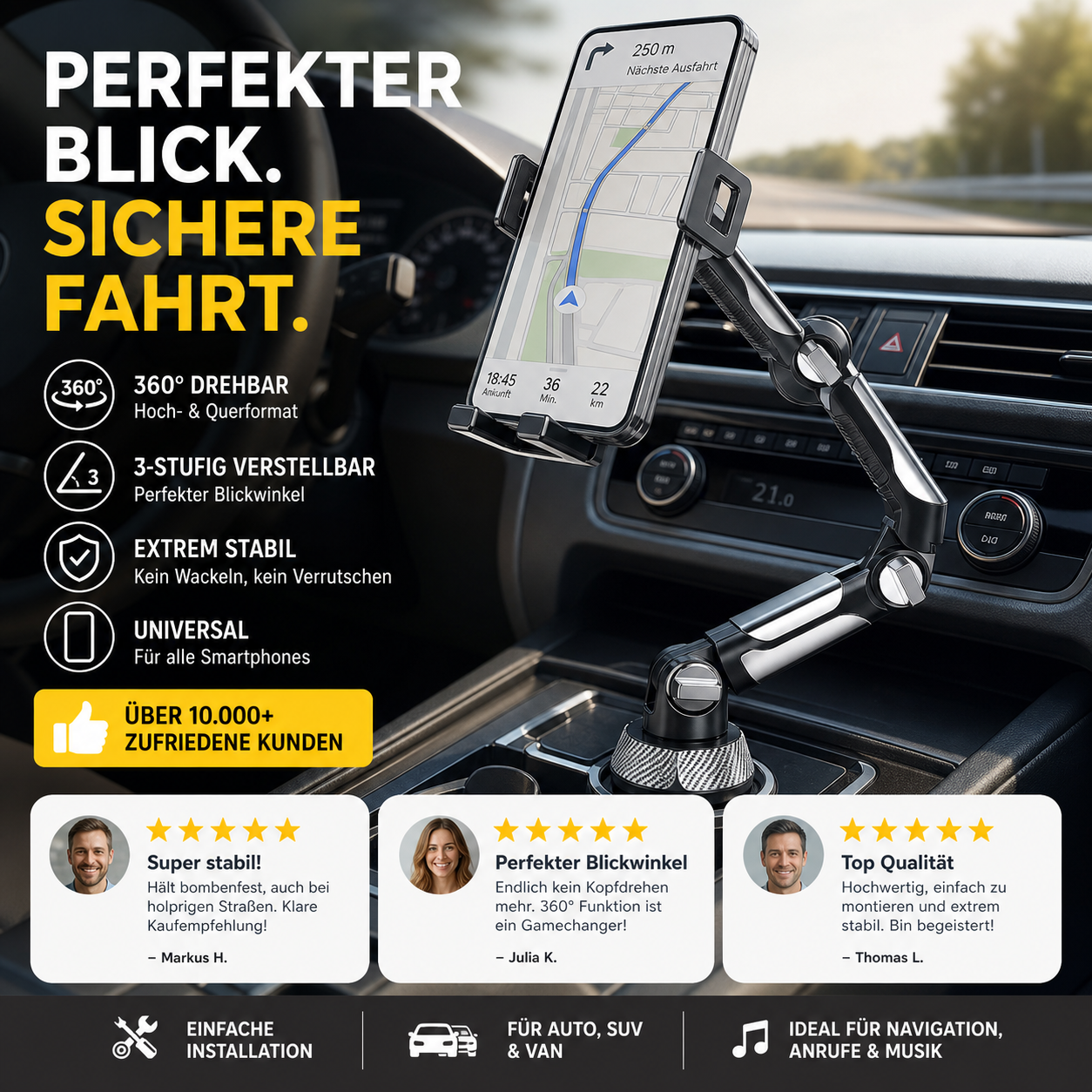 📢Novedad🚗Portavasos para automóvil giratorio y ajustable 360°