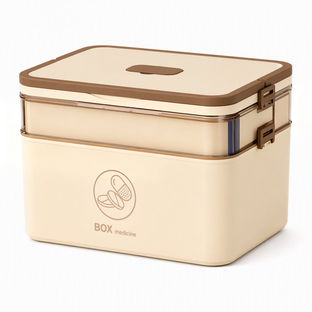 💊 ¡50% DE DESCUENTO! ✨ Caja de Medicamentos de Plástico Grande – Múltiples Compartimentos· Resistente a Golpes y Asa Plegable Segura – Organiza el Botiquín Familiar en un Estuche Portátil 📦