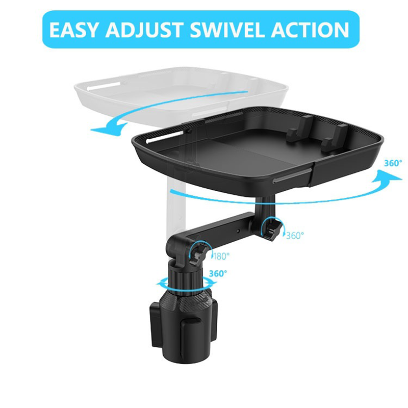 🚗 Bandeja Giratoria 360° para Portavasos de Auto: Superficie Extensible, Soporte para Celular e Instalación sin Herramientas