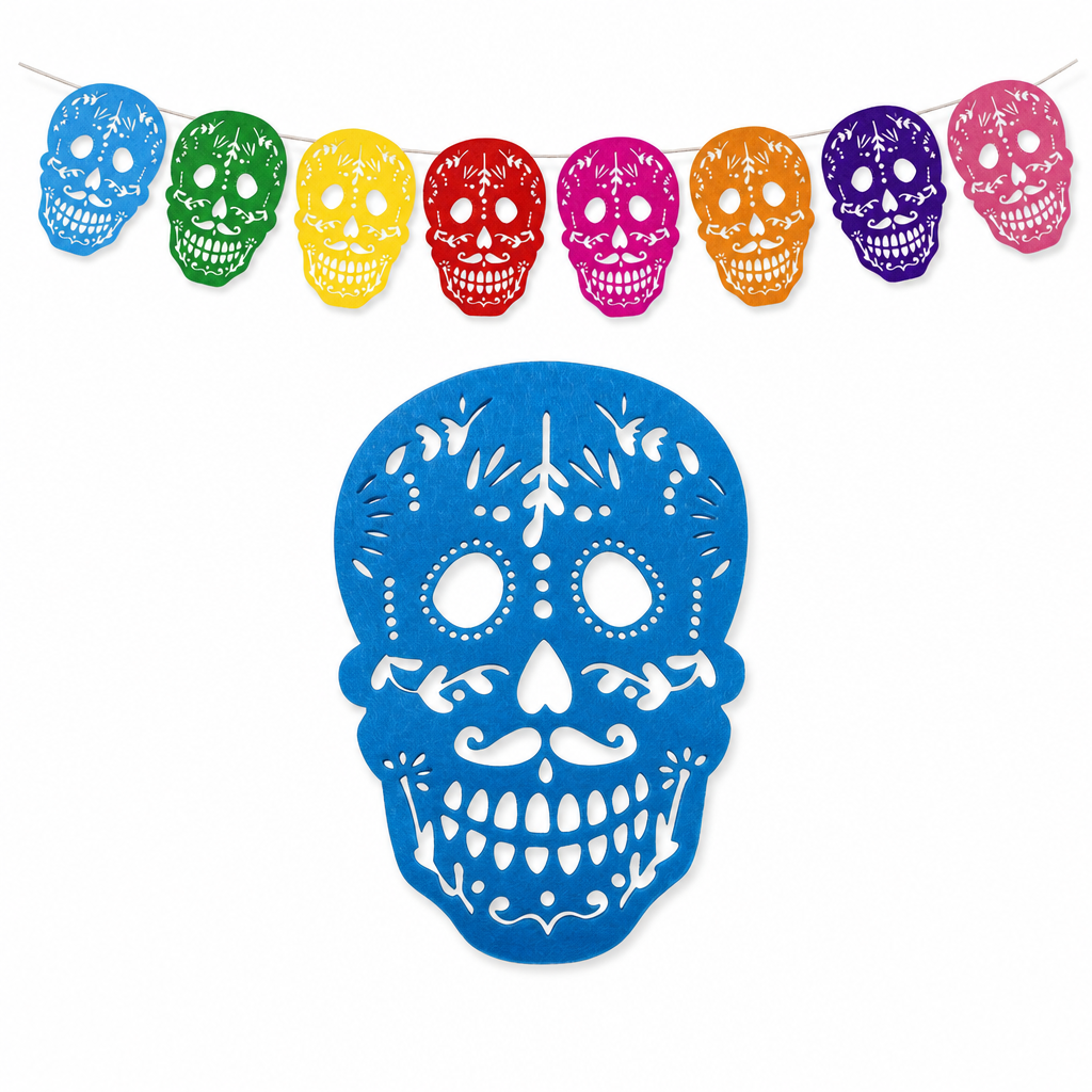 Guirnalda mexicana de papel picado para Día de Muertos, Cinco de Mayo y Halloween