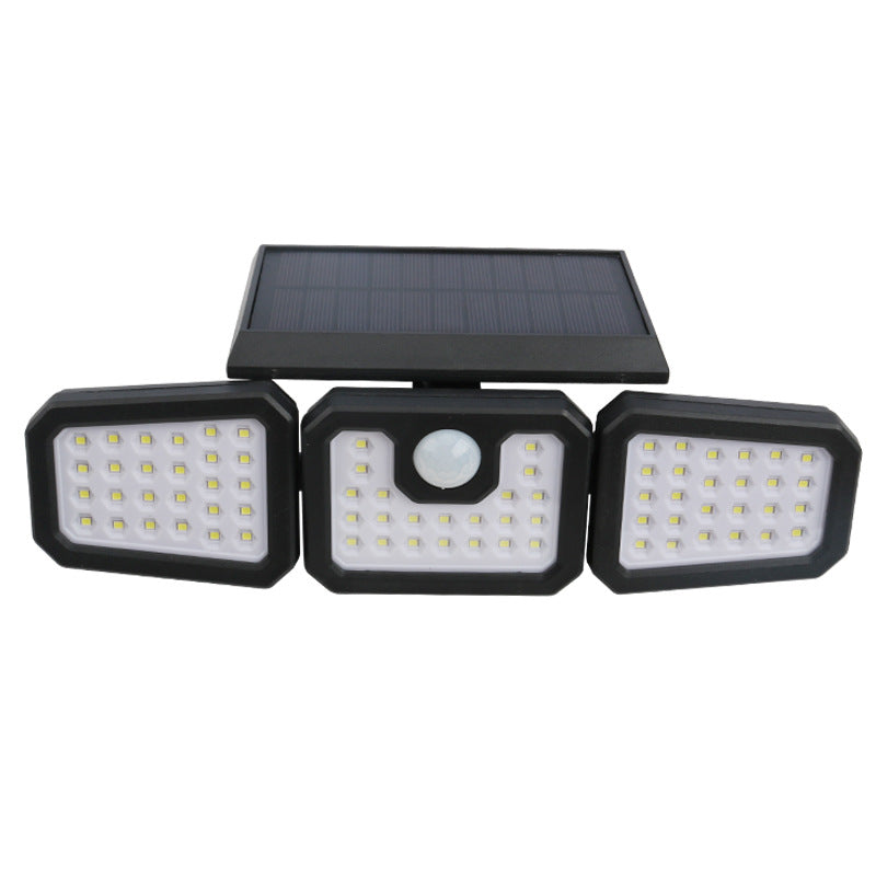 Lámpara Solar de Pared con 3 Cabezales y Sensor de Movimiento