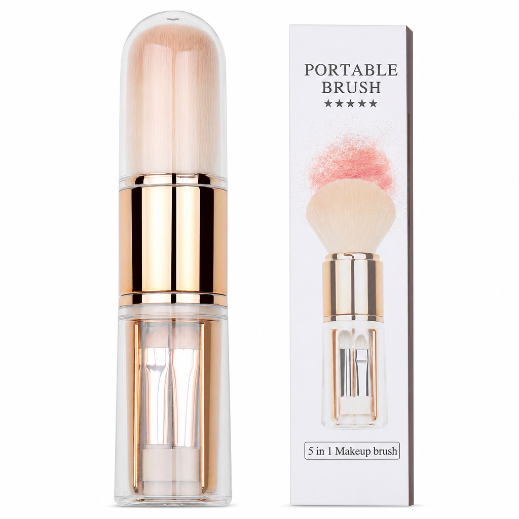 🖌️¡ÚLTIMO DÍA 50% DE DESCUENTO! !!📢 Set de Brochas de Maquillaje Retráctil Portátil 5 en 1 para Viaje