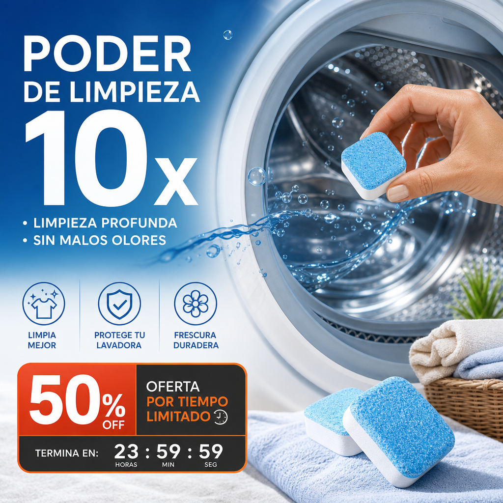 💐¡50% DE DESCUENTO! Limpiador para lavadoras – Acción rápida, sin necesidad de enjuague, apto para todo tipo de lavadoras 🌀⏱️【Precio excepcional】