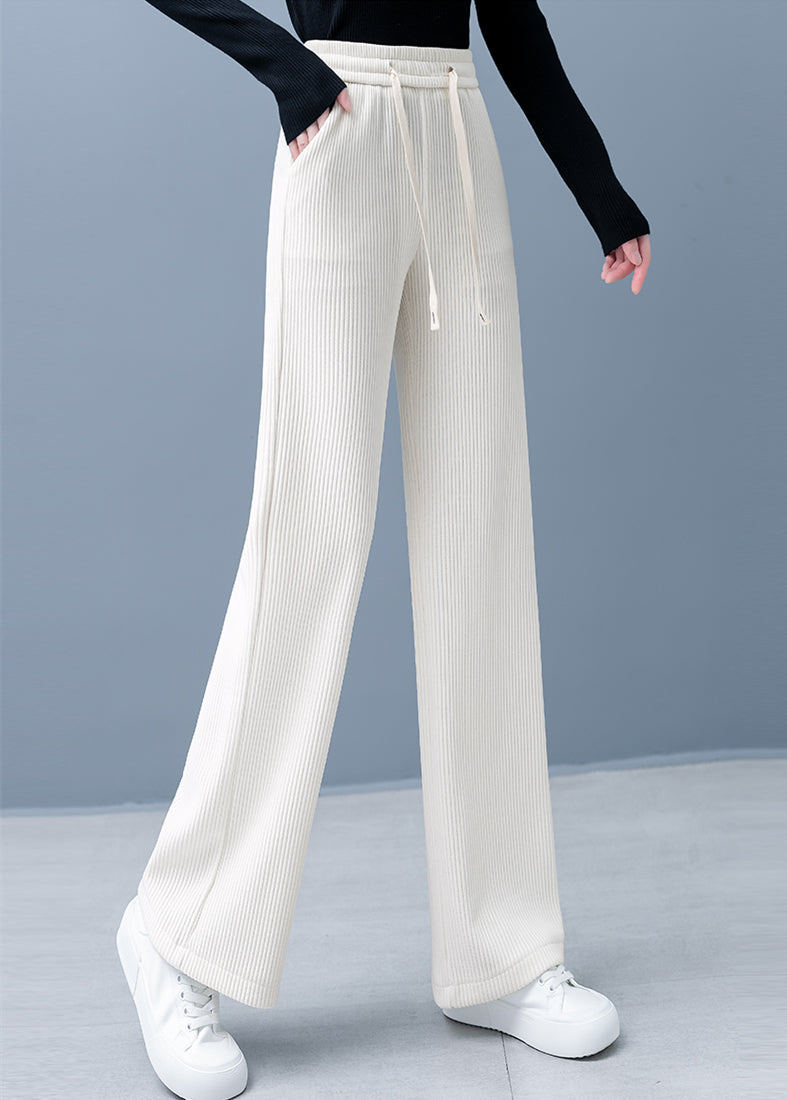 🔥✨Gran Oferta de Año Nuevo 50% OFF🎁Pantalón recto acolchado y engrosado, de color liso, con pernera ancha y cordón para mujer.
