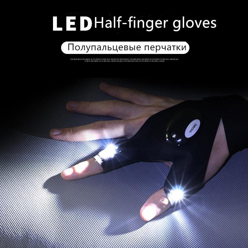 What Do You Need 7 - Guantes de pesca ciclismo dedos con 2 luces LED,  linterna mágica para reparación, trabajo en lugares oscuros, pesca,  camping, senderismo y actividades al aire libre 