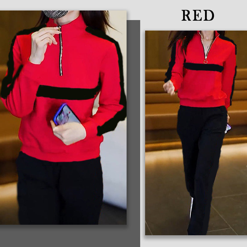 Sweatsuit de 2 piezas de cuello de collar de mujer