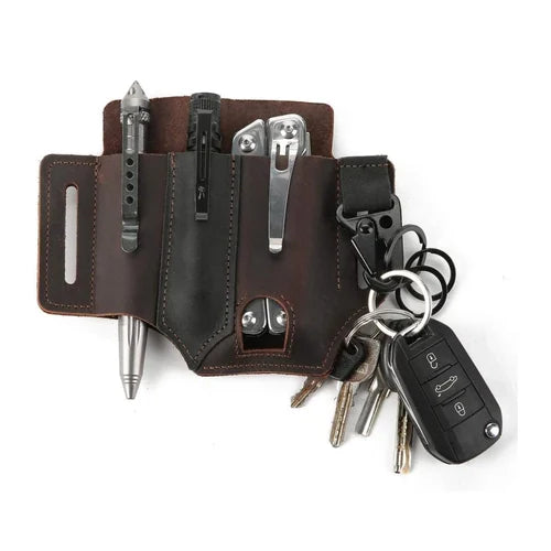 🔥49% DE DESCUENTO🔥Bolsa de cuero táctico con cinturón multiherramientas