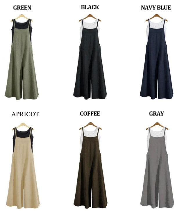 Pantalones anchos de tirantes de mujer sin mangas