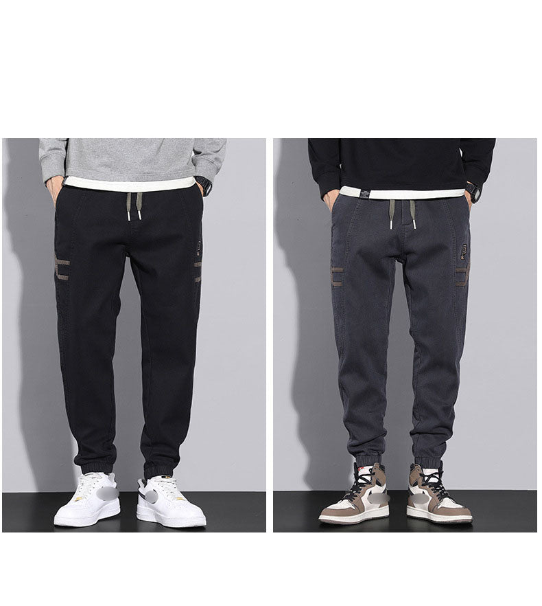 Pantalones anchos con cordón de invierno de moda urbana para hombre