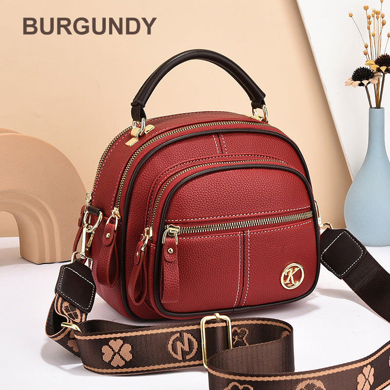 Clásico Multifuncional Compartimentos Ajustable Correa ancha para el hombro Bolsa de cuero de PU Crossbody