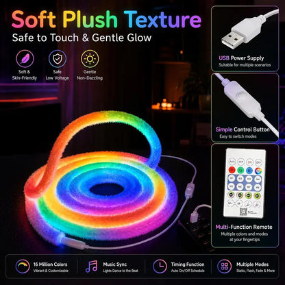 ✨ Save 50%! 🌟 Faux Fur Neon Light Strip – 360° all-round glow ✨