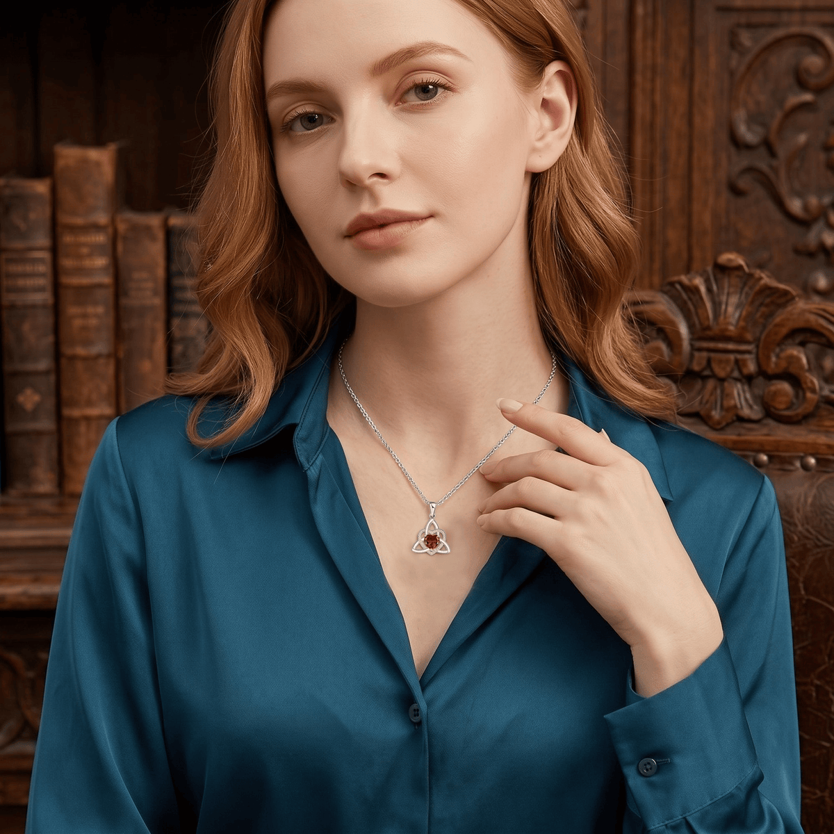 Collar de Corazón con Nudo Celta de la Trinidad✨ Dije de Piedra de Nacimiento