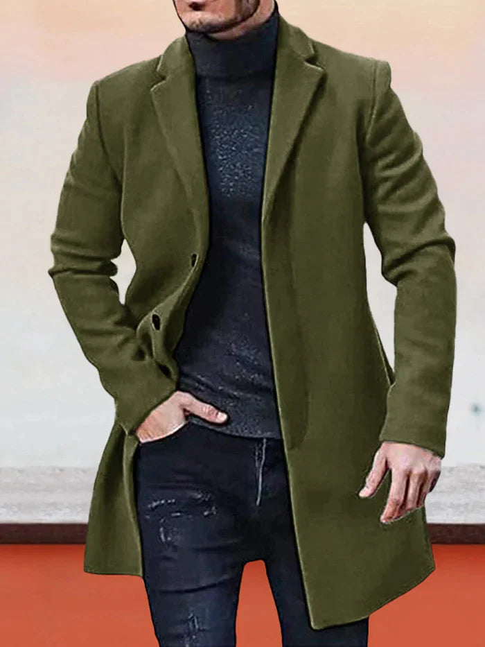 Chaqueta de color liso con hebilla de una hilera para hombre
