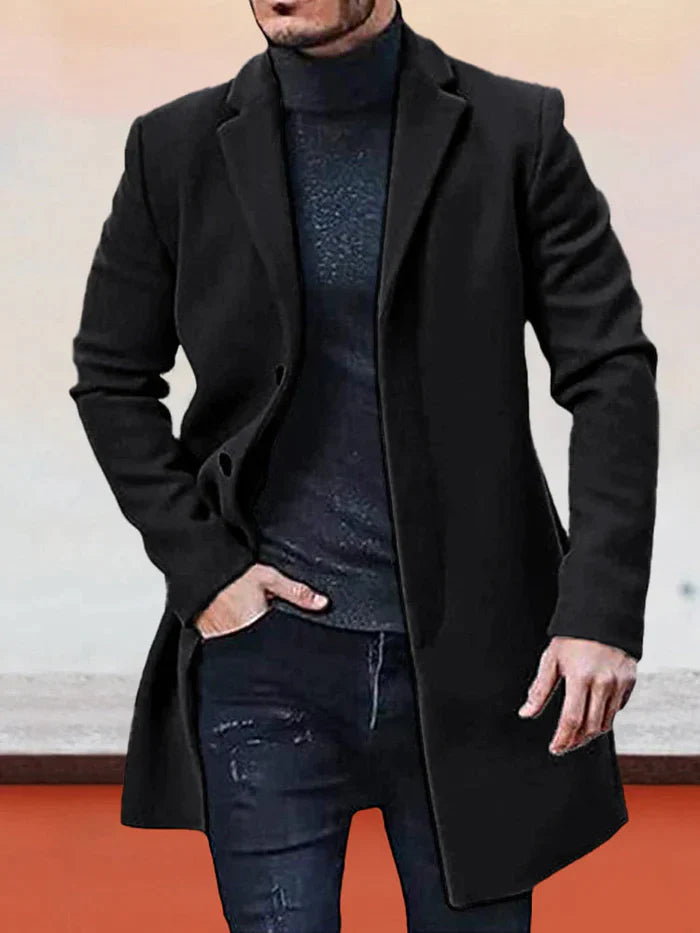 Chaqueta de color liso con hebilla de una hilera para hombre
