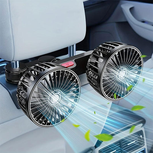 🌀 ¡OFERTA POR TIEMPO LIMITADO 50% DTO! ✨ Ventilador USB de Doble Cabeza para Asiento de Auto – Giratorio 360°, 3 Velocidades, Silencioso y Potente 🚗
