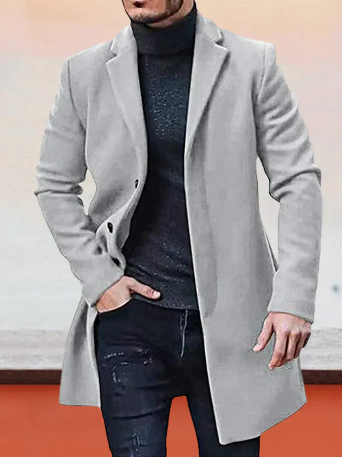Chaqueta de color liso con hebilla de una hilera para hombre
