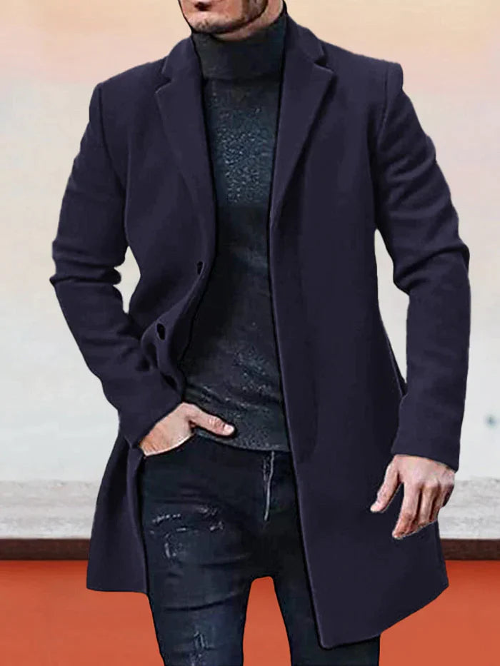 Chaqueta de color liso con hebilla de una hilera para hombre